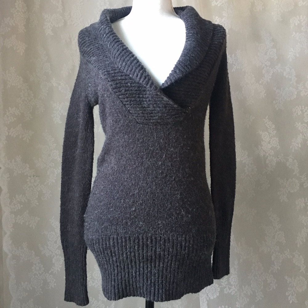 Guess Grey Sweater Cowl and V-neck top.